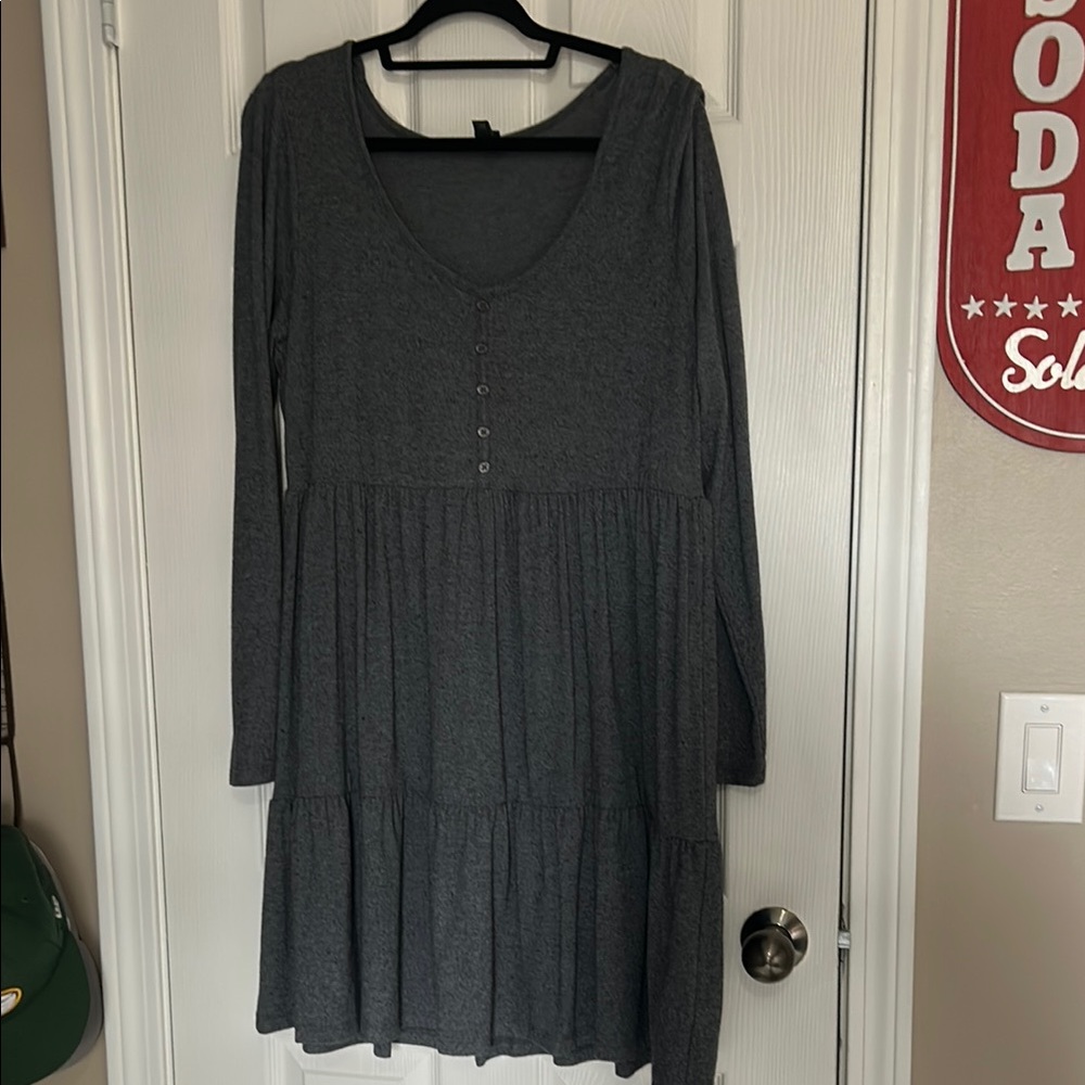 Gray Long Sleeve Dress